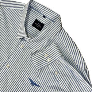 Escales Paris Men Shirt Blue 3XL Long Sleeve Button Up Cool Tech Oeko-Tex Stripe